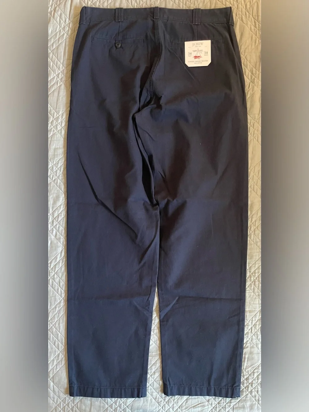 J. CREW Classic trouser in canvas Navy Size 34/34 NWD $98 BW595